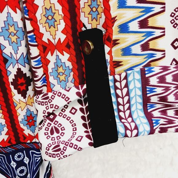 Blouse Tunic Aztec Boho Global Nomad Tribal Revival Festival Tab Sleeve Size 3X - Picture 7 of 12
